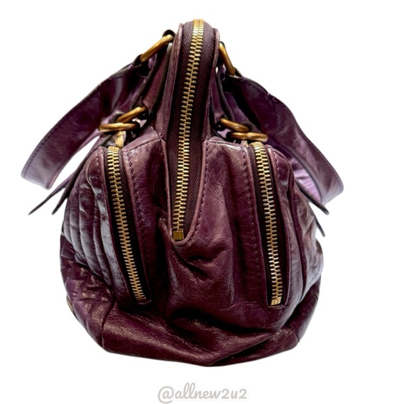 Chloe’ Bay Purple Quilted Satchel Brass Hdw Vint Handbag W/COA Multi-HOST Pick! - Picture 6 of 15